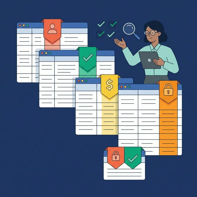 Data governance labels and tags applied to tables for compliance